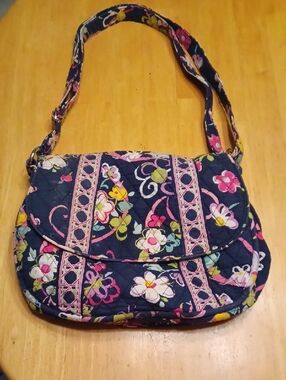 Vera Bradley Floral Quilted Shoulder Bag - Navy Pink Floral